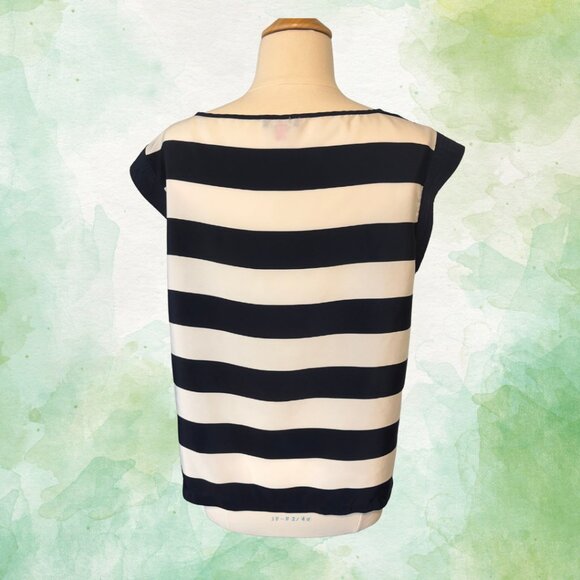 Vince Camuto Navy & White Striped Cap-Sleeve Top — Size M ⚓✨ - Picture 6 of 6